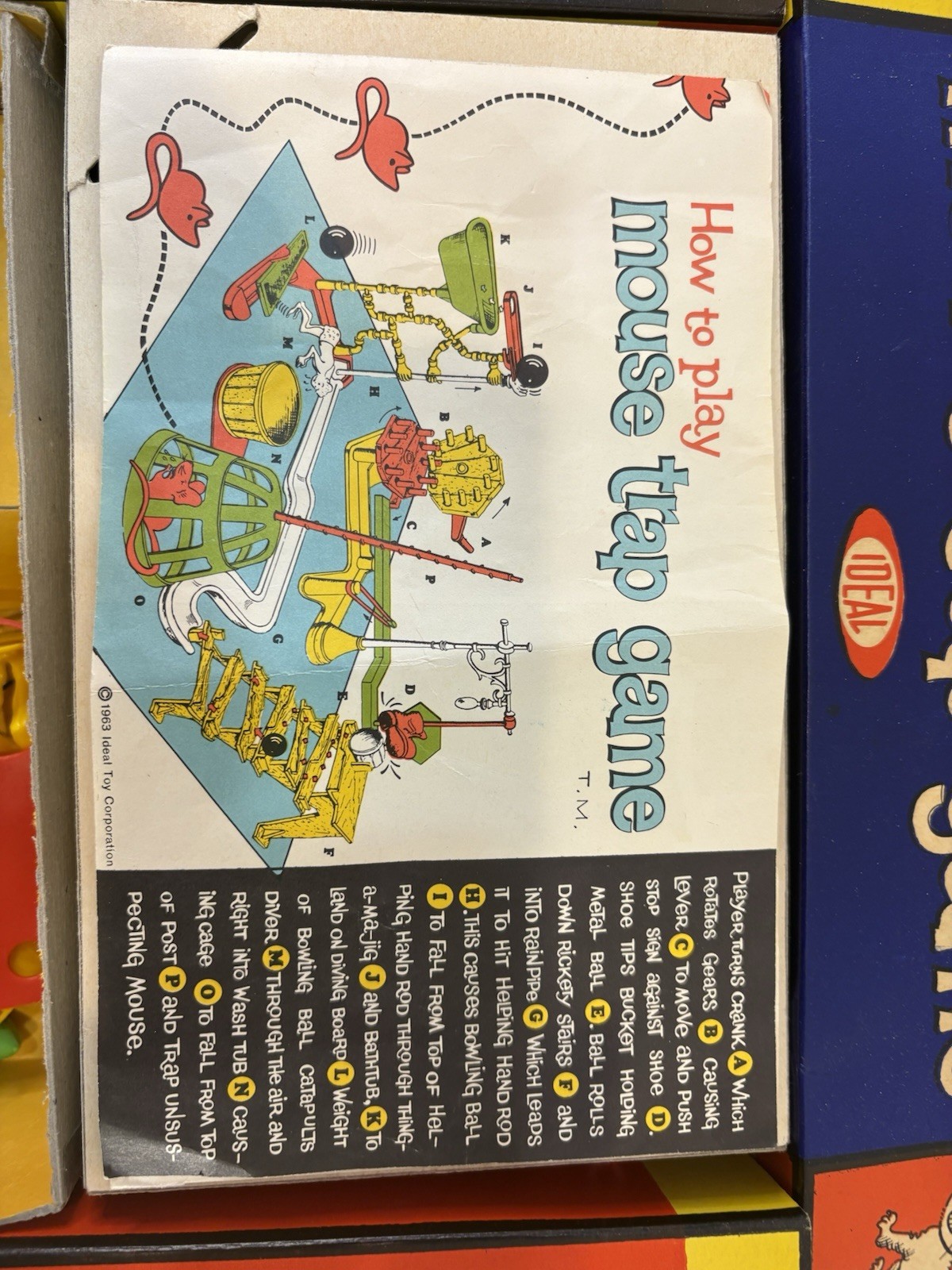 Ideal Mouse Trap Board Game 1963 Vintage Complete Set 22 x 14 x 3.5 Inch See Pic