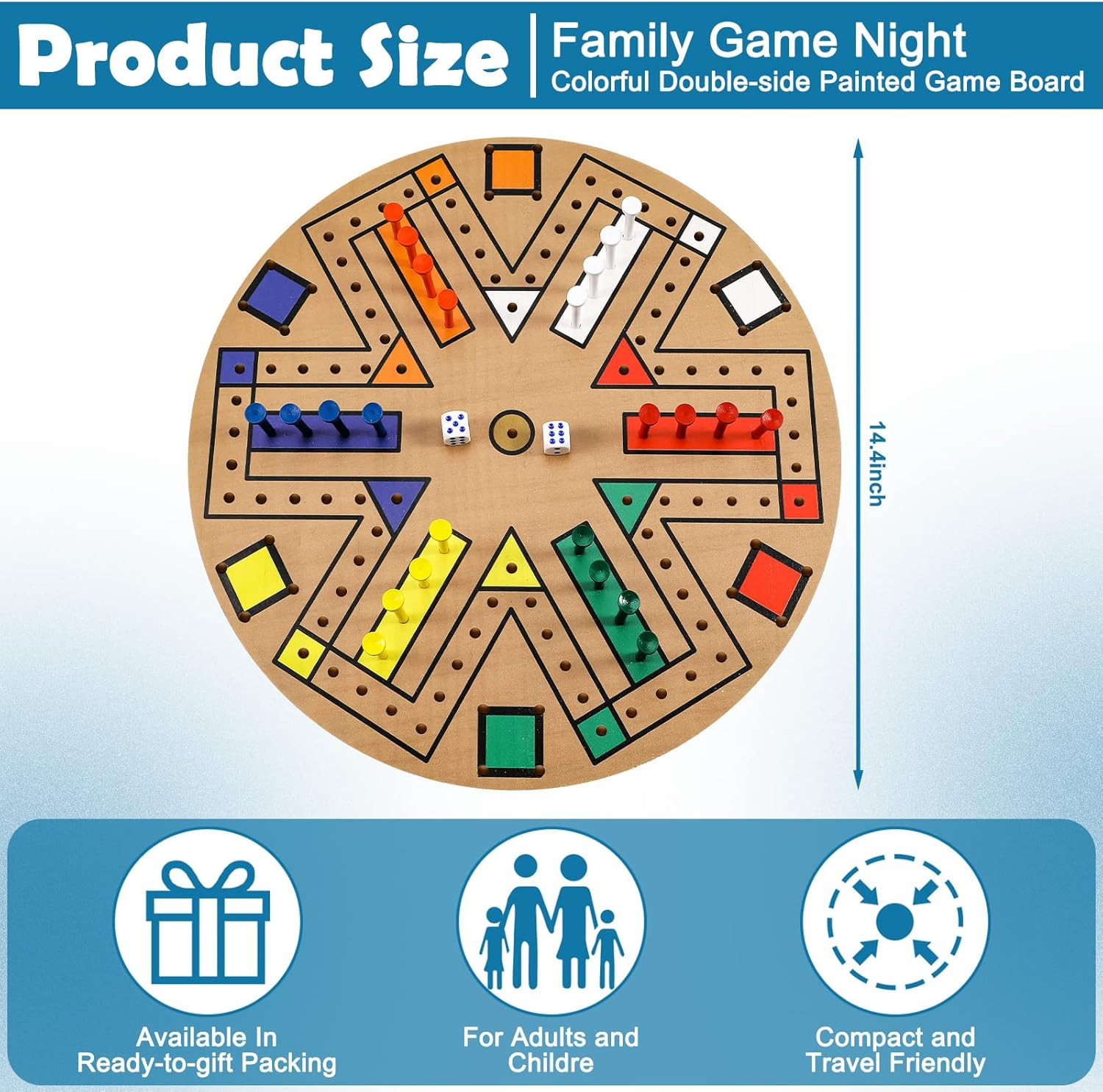Kathfly Fast Track Board Game Wooden 3-6 Players Board Game Set with 24 Boards G