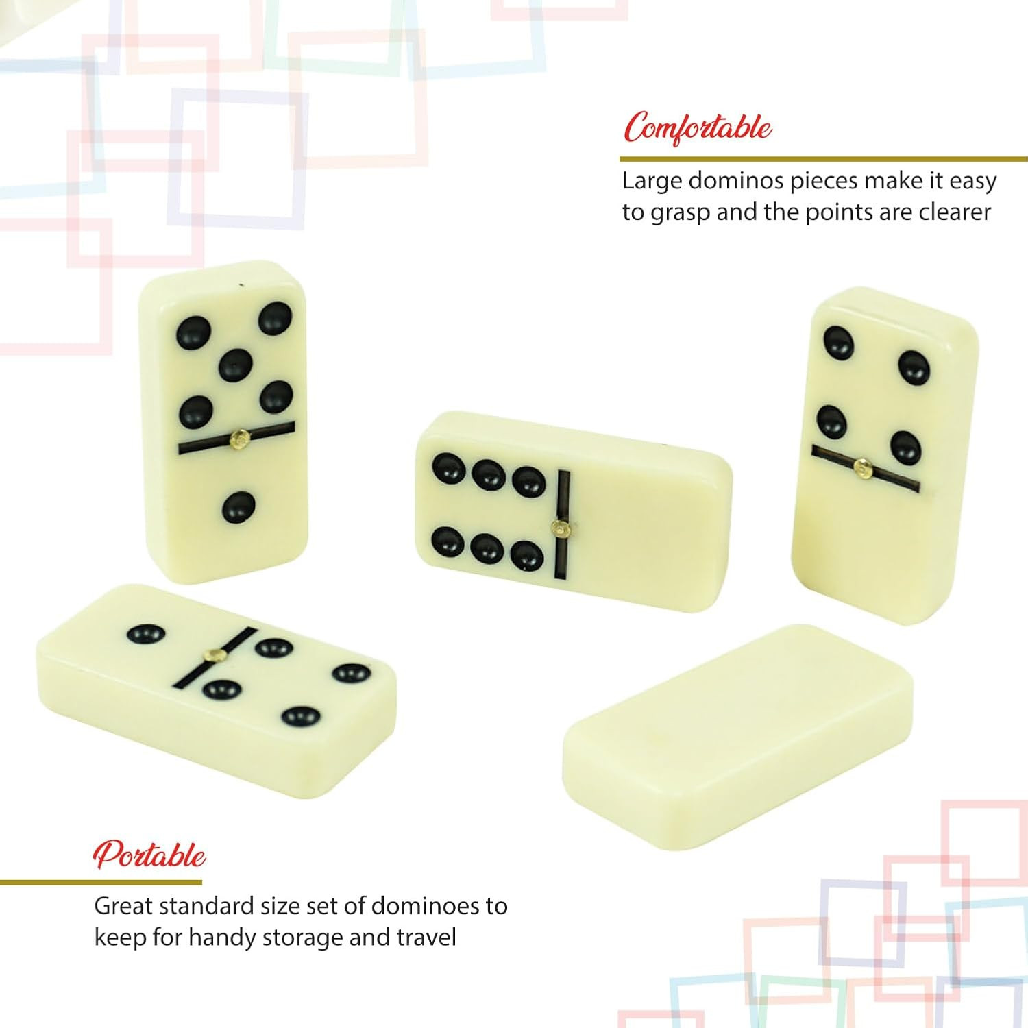 – Premium Double 6 Dominoes Set, Classic Domino Game with Leather Case, Domino S
