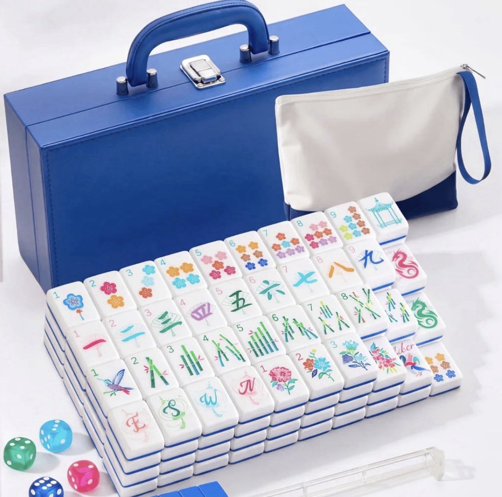 LaRandom American Mahjong Set 168 Acrylic Numbered Tiles, Carry Case