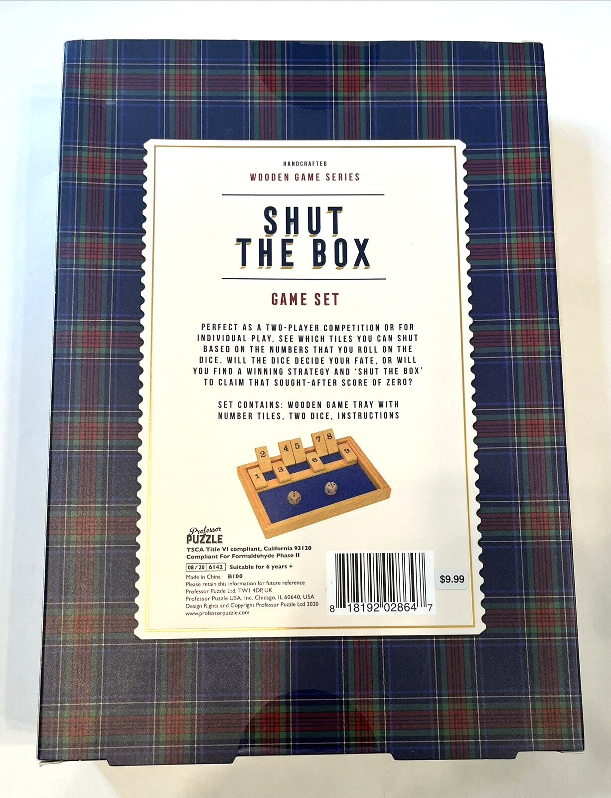 SHUT THE BOX Game Set Wooden Game Series 1-2 Players Ages 6 + New Sealed