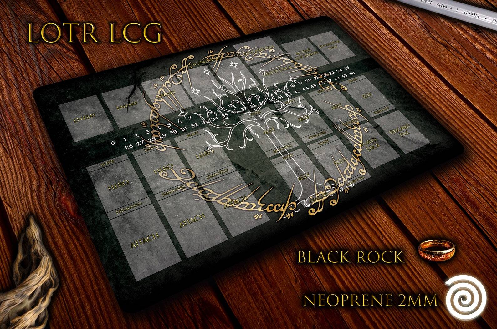 Tapete de neopreno compatible con juego de mesa Lord of the Rings LCG.