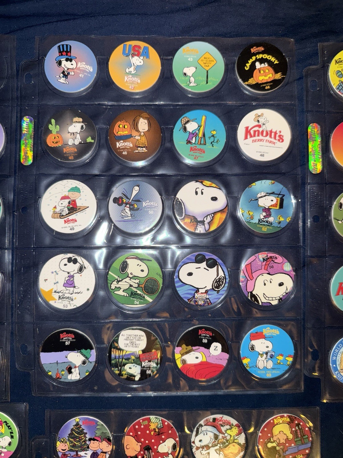 Knotts berry farms Pogs set 95 vintage pog milk caps Peanuts Snoopy
