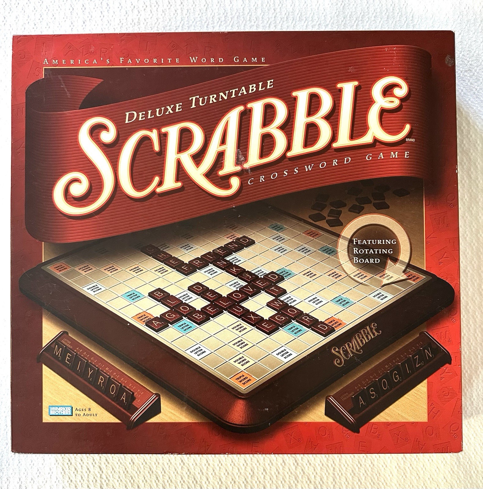 SCRABBLE Deluxe Turntable Crossword Game 2001 100% Complete +Scrabble Dictionary