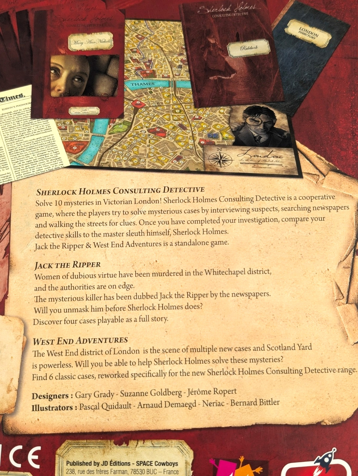 Sherlock Holmes Consulting Detective Jack the Ripper Board Game 100% COMPLETE