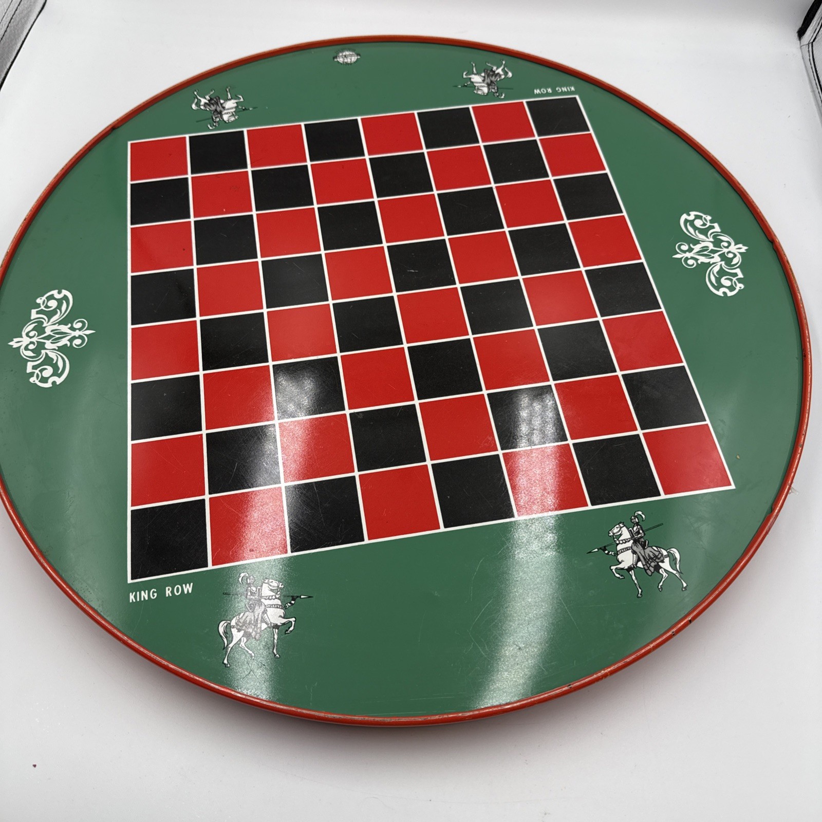 Vtg Chinese & Regular Checkers Game Round Tin Made in Japan Ohio Art 2 Sided