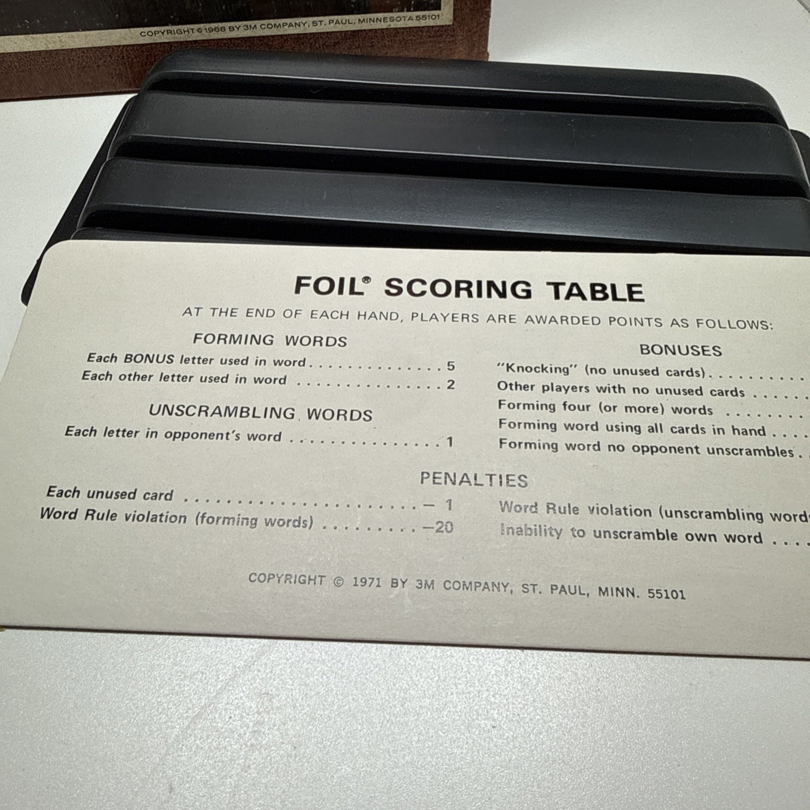 FOIL 1971 MCM Challenging game of words and wits Board Game