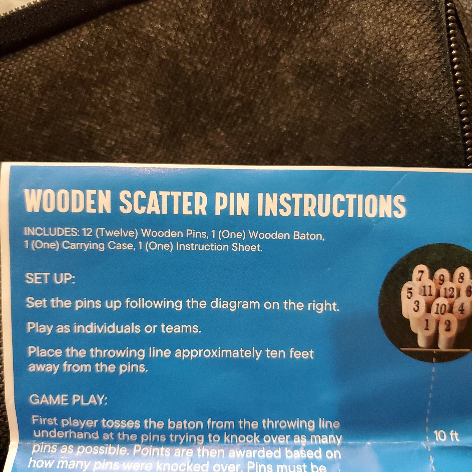Wooden Molkky Scatter Pin Game Outdoor Throwing Numbered Pins Carrying Bag