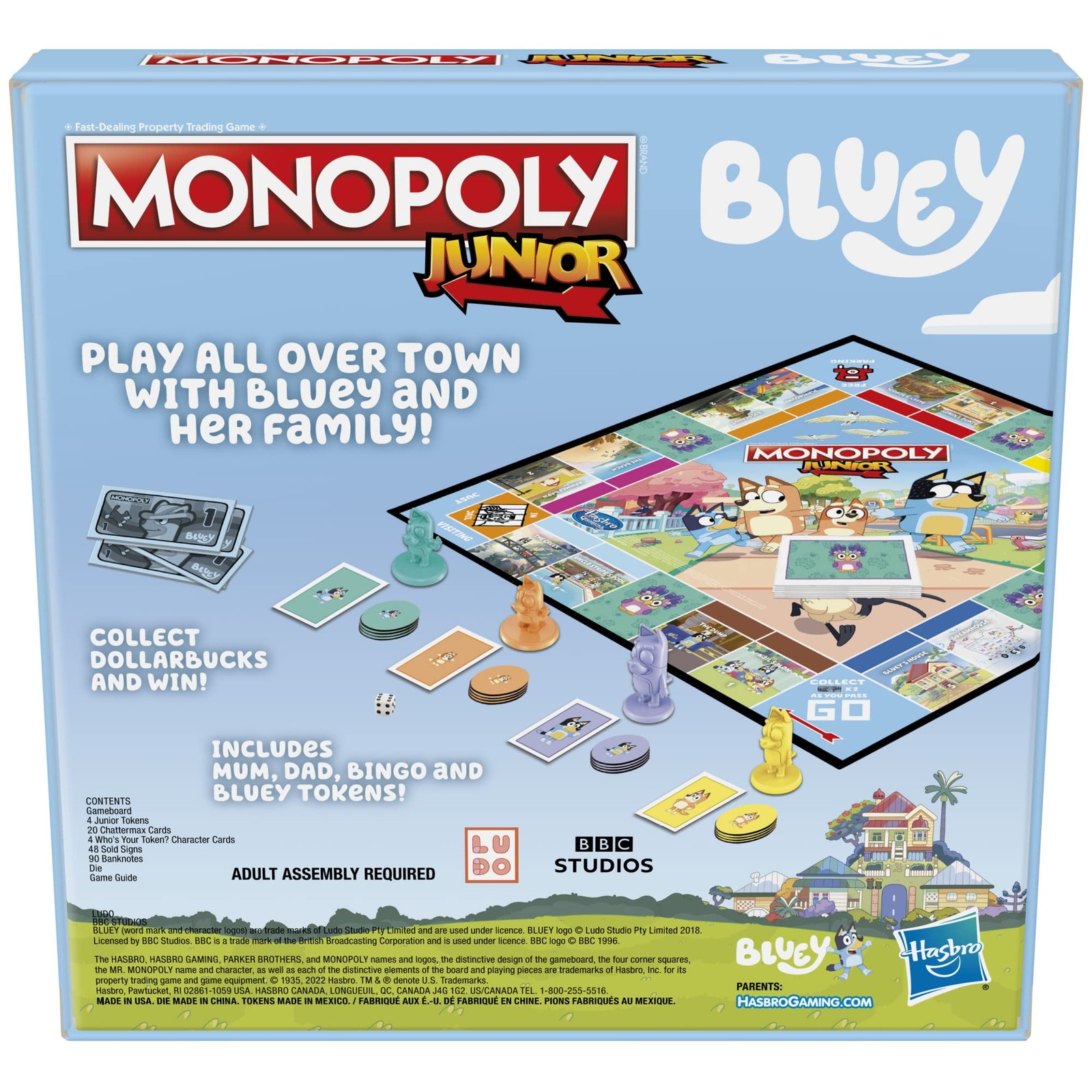 Hasbro Gaming Monopoly Junior Bluey Edition 10.51 x 13.11 x 0.1 inches, Blue