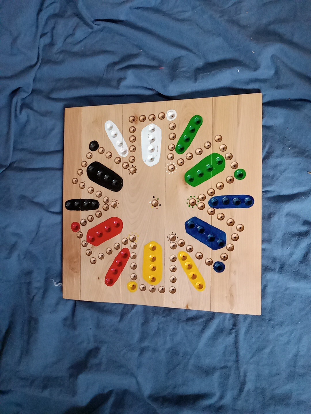 {J150}Handmade 18x18x1 Inch Jumbo Wooden Aggravation 4-6 Player Game Board