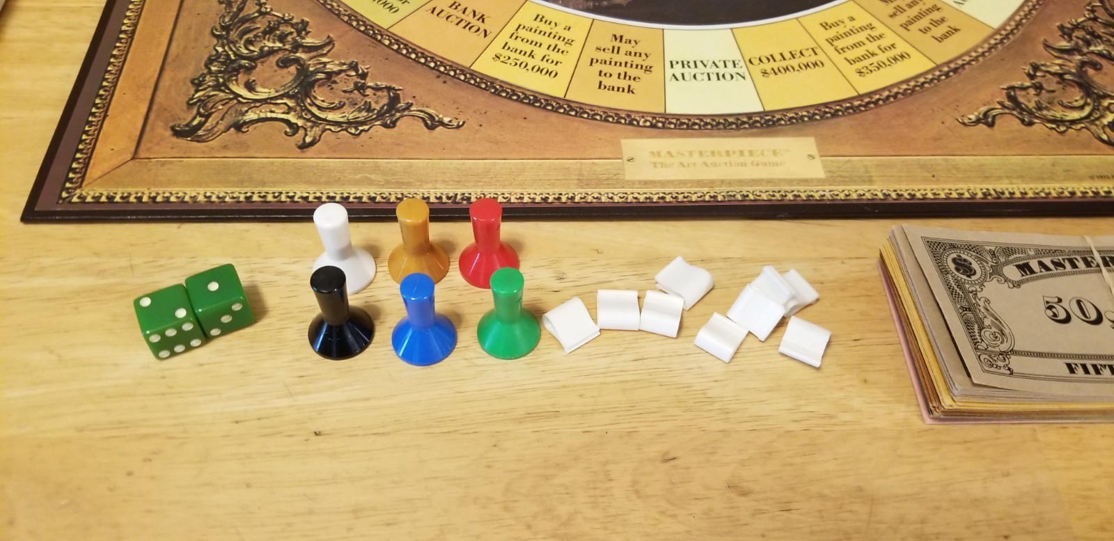 1970 Masterpiece The Art Auction Game Parker Brothers, missing a few clips