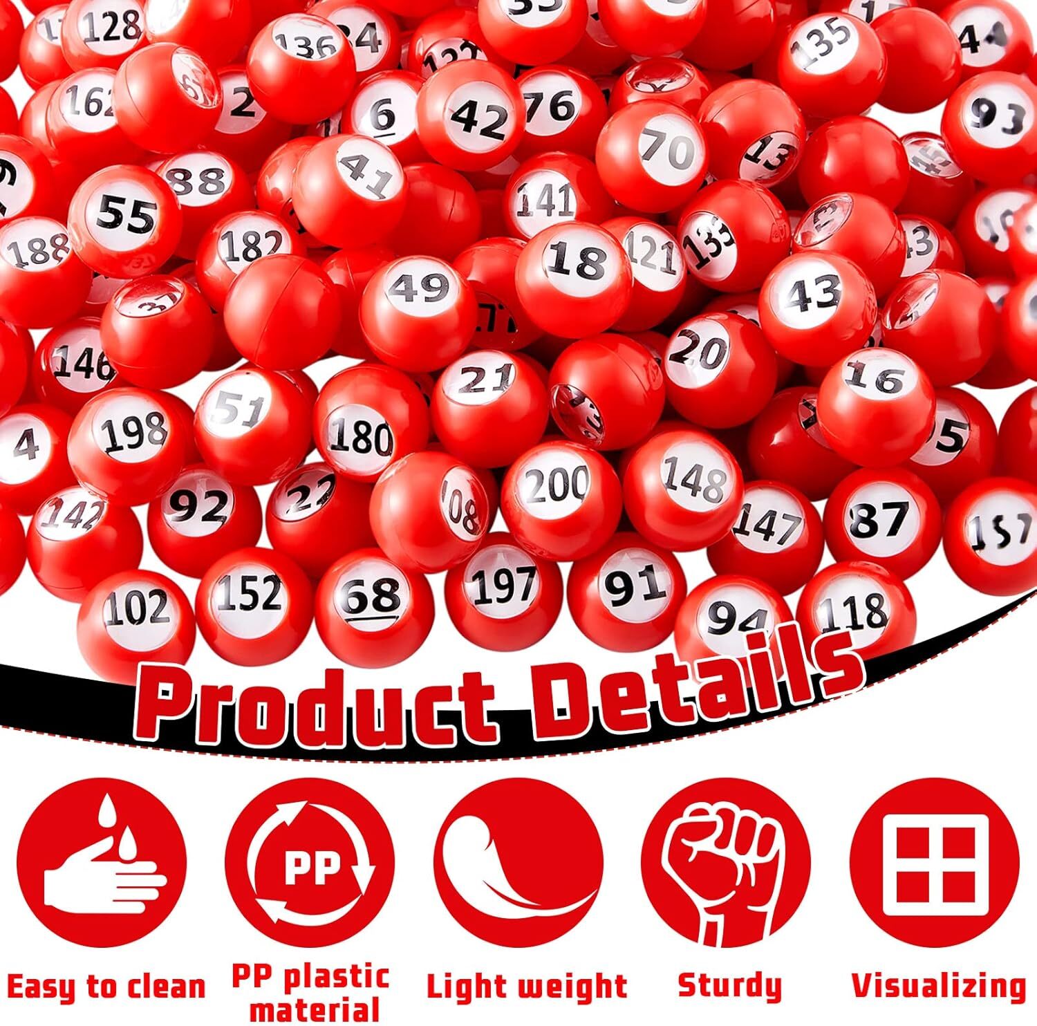 Liliful 200 Pcs Raffle Balls Numbers 1-200 Bingo Balls Only with Easy Read