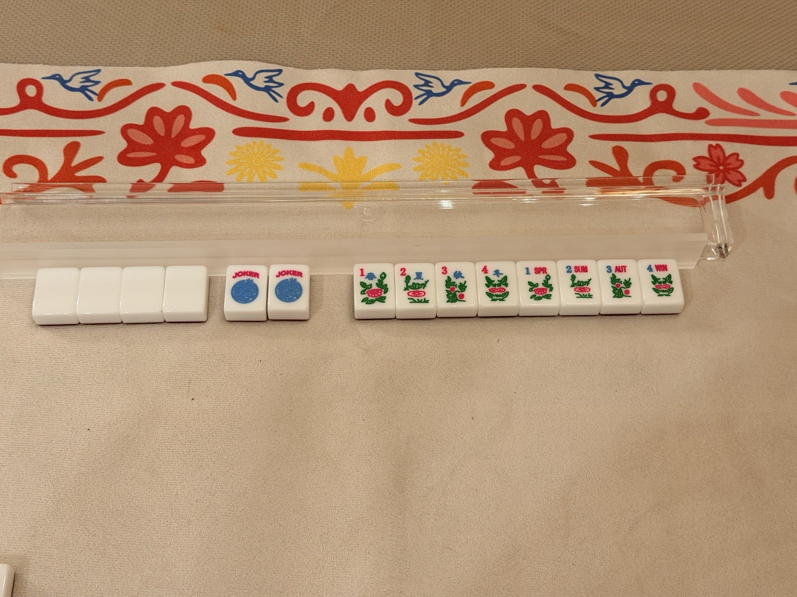 Mah Jong Complete Set w/ Racks, pink sparkle Tiles & 2 Dice (no bag)