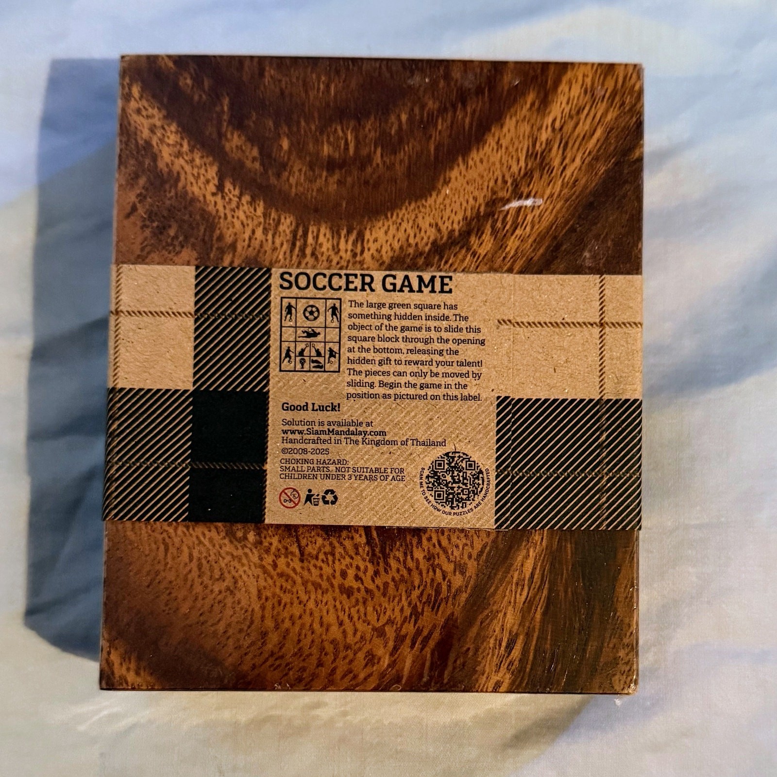 Handcrafted Wooden Soccer Game Puzzle Sliding Brain Teaser Made in Thailand NEW