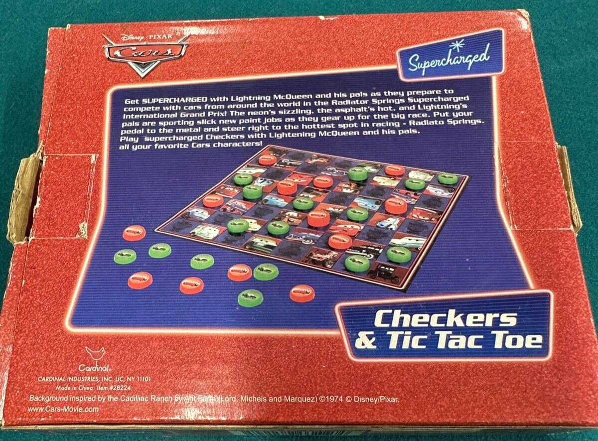 Disney PIXAR Cars Checkers & Tic Tac Toe Board Game