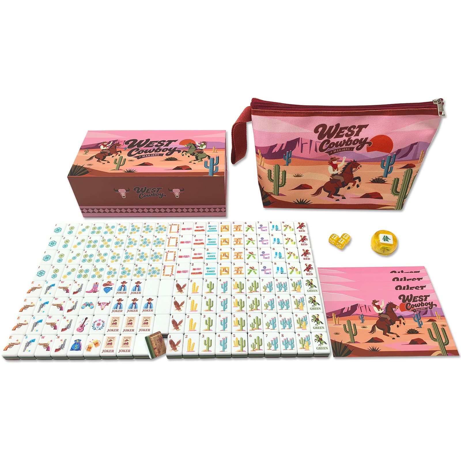 XuMoZC American Mahjong Cowboy Design Set 1.2-inch 160 Acrylic High-Grade Fou…