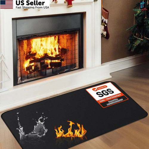 Fireplace Mat, 2′ x 3’6” x 0.04” x 3’6″ (Rectangular), Black