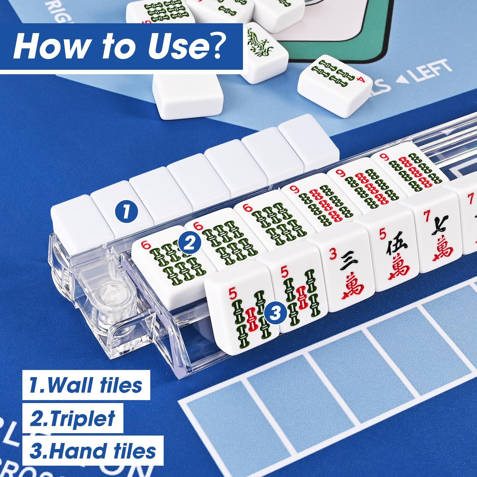 Goldge Mahjong Racks with 19.69 inches (L) x 4.92 (W), Transparent