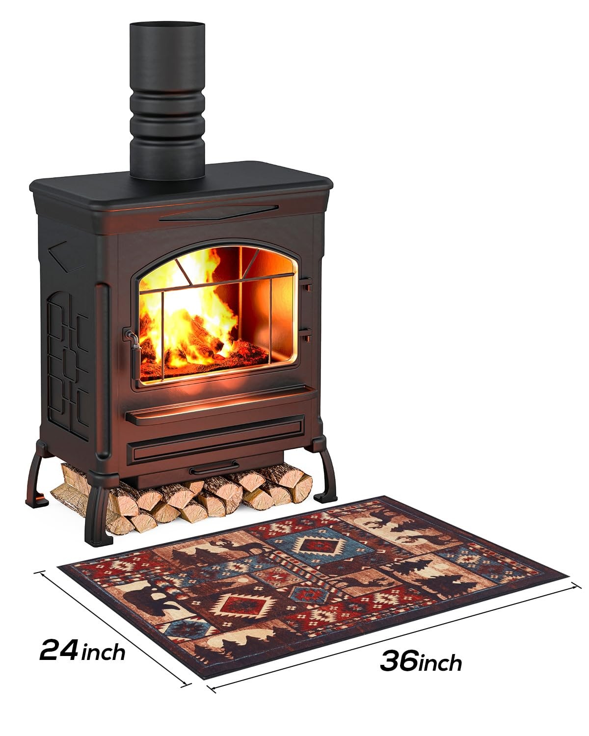 Fireplace Hearth Rug, 24 x 36in Fire Resistant Floor 1’11” x 2’11”, Brown