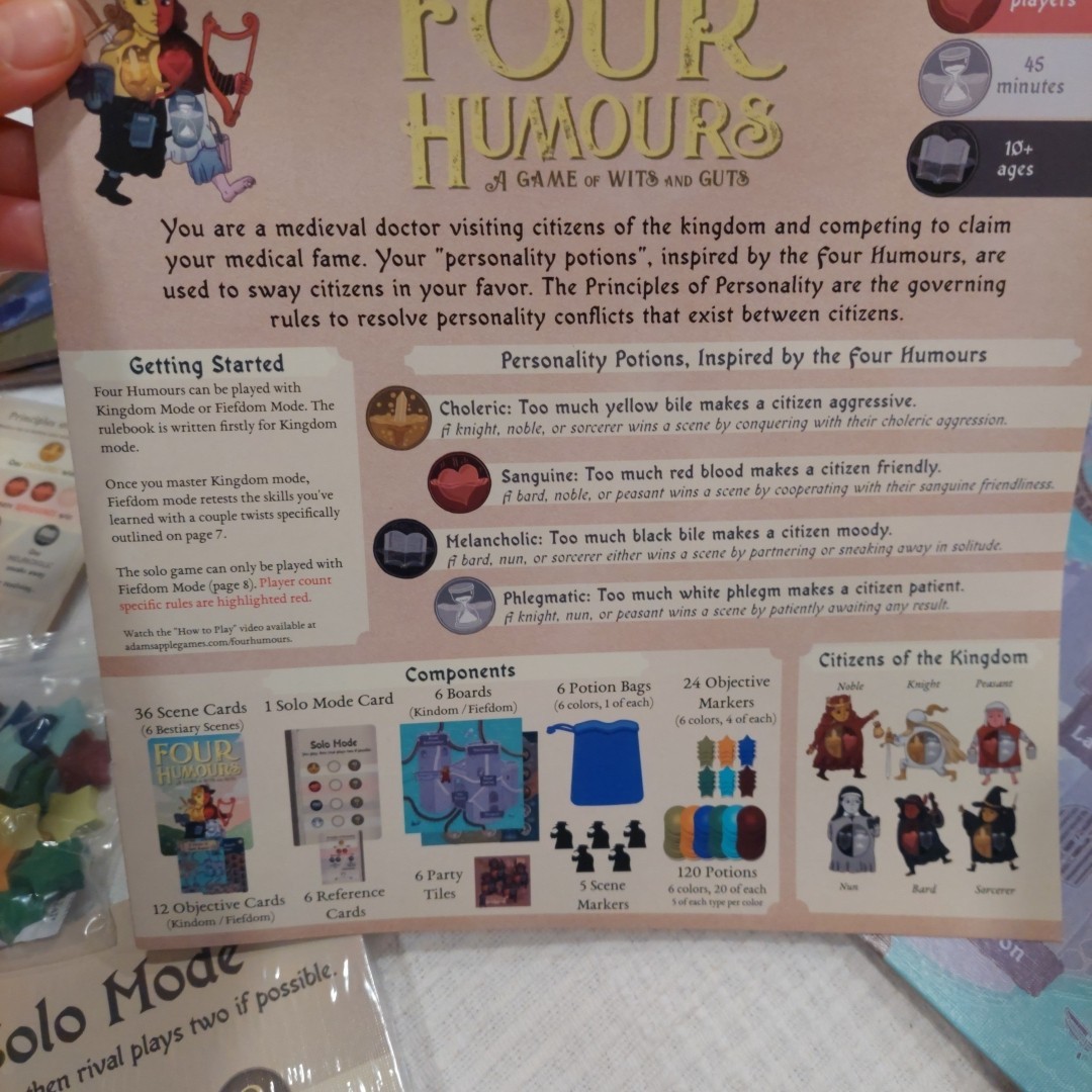 DELUXE Four Humours Adam’s Apple Games “A Game of Wits and Guts” Open Box