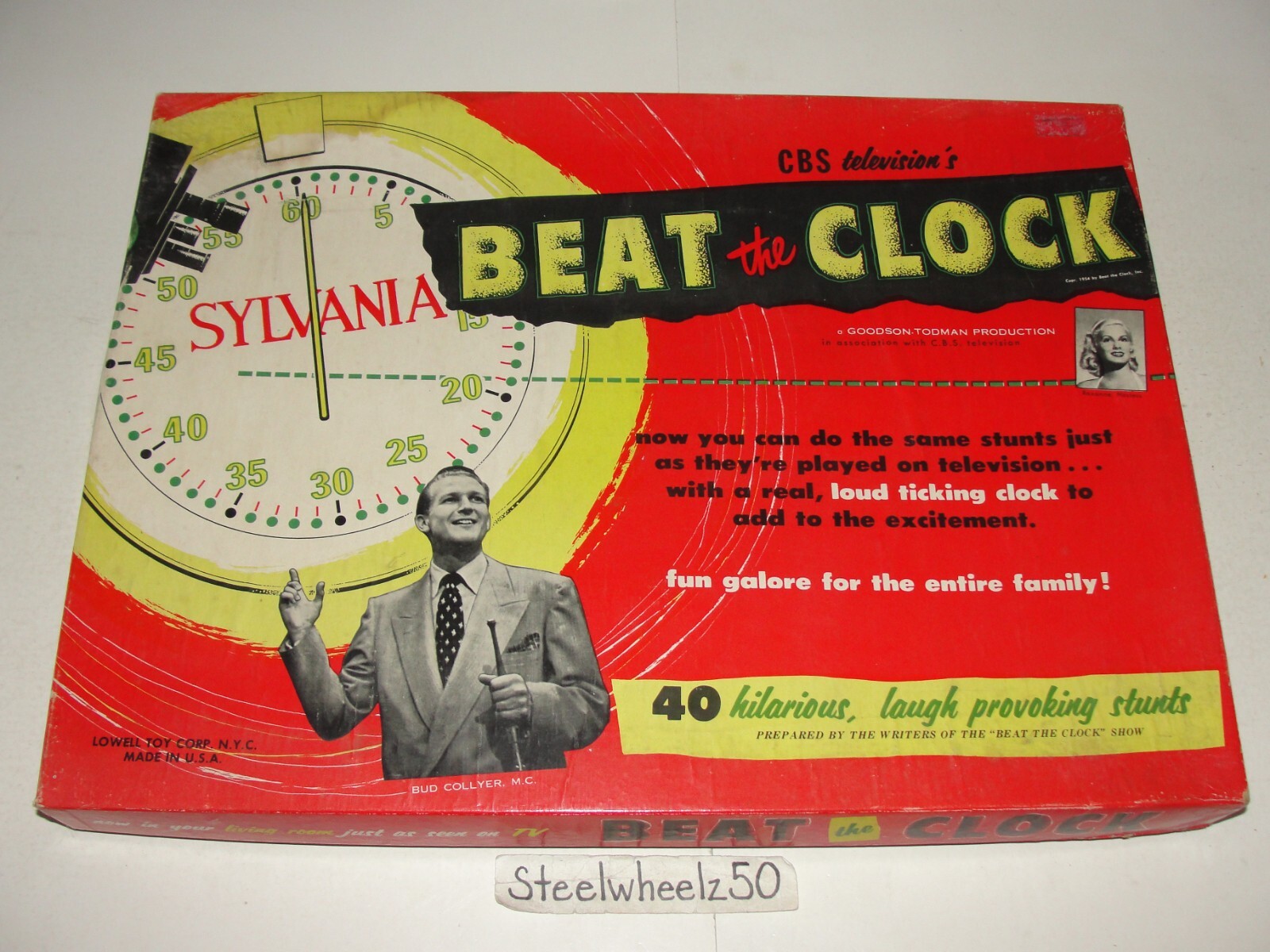 Vintage CBS Beat The Clock Board Game 1954 Lowell Toys NEAR COMPLETE No Balloons