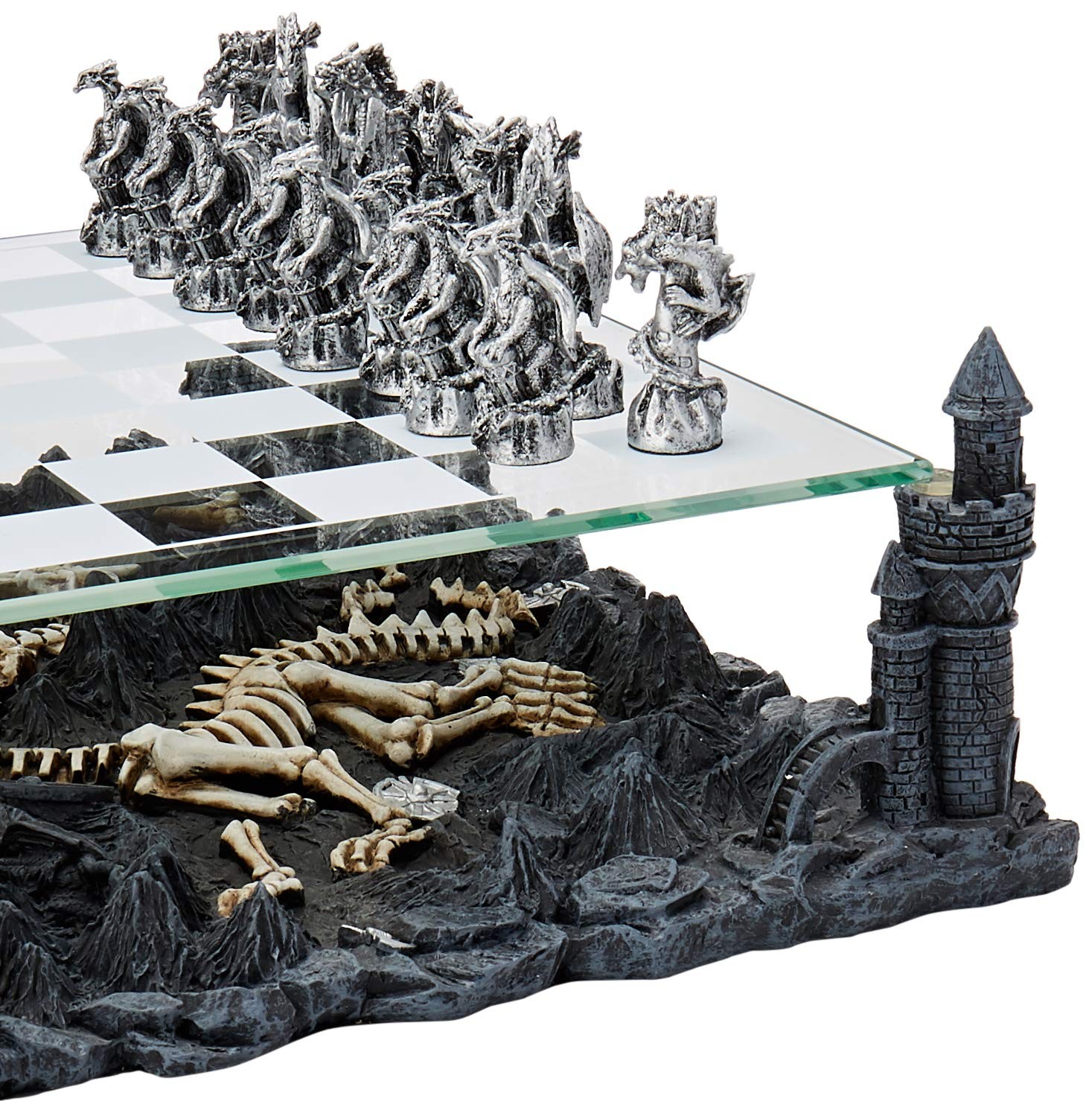 CHH Dragon Chess Set – 3D Fantasy Theme – Pewter Pieces – 2 Players