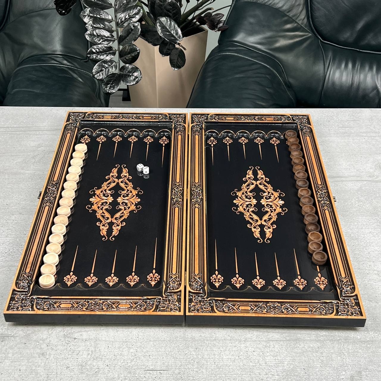 IN STOCK Luxury Maple Wood Backgammon Set Handmade Lion Design Custom Gift Men