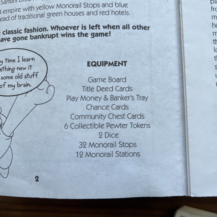 Monopoly The Simpsons Board Game 2001 Preowned Good Condition Missing 1 Card