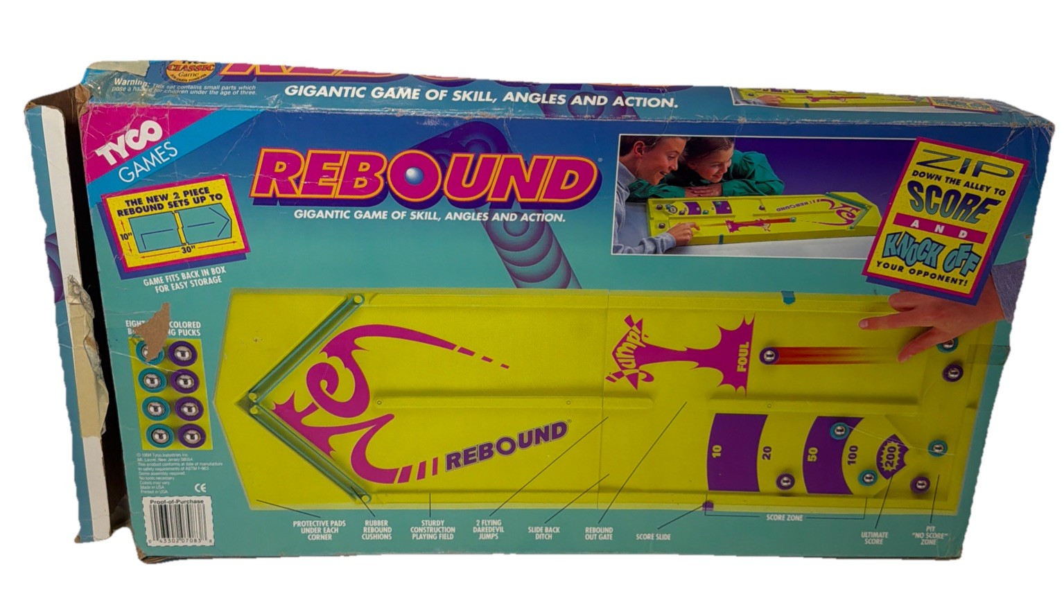 VINTAGE Rebound Bumper Game COMPLETE Tyco Games 1994 Shuffleboard Action Skill