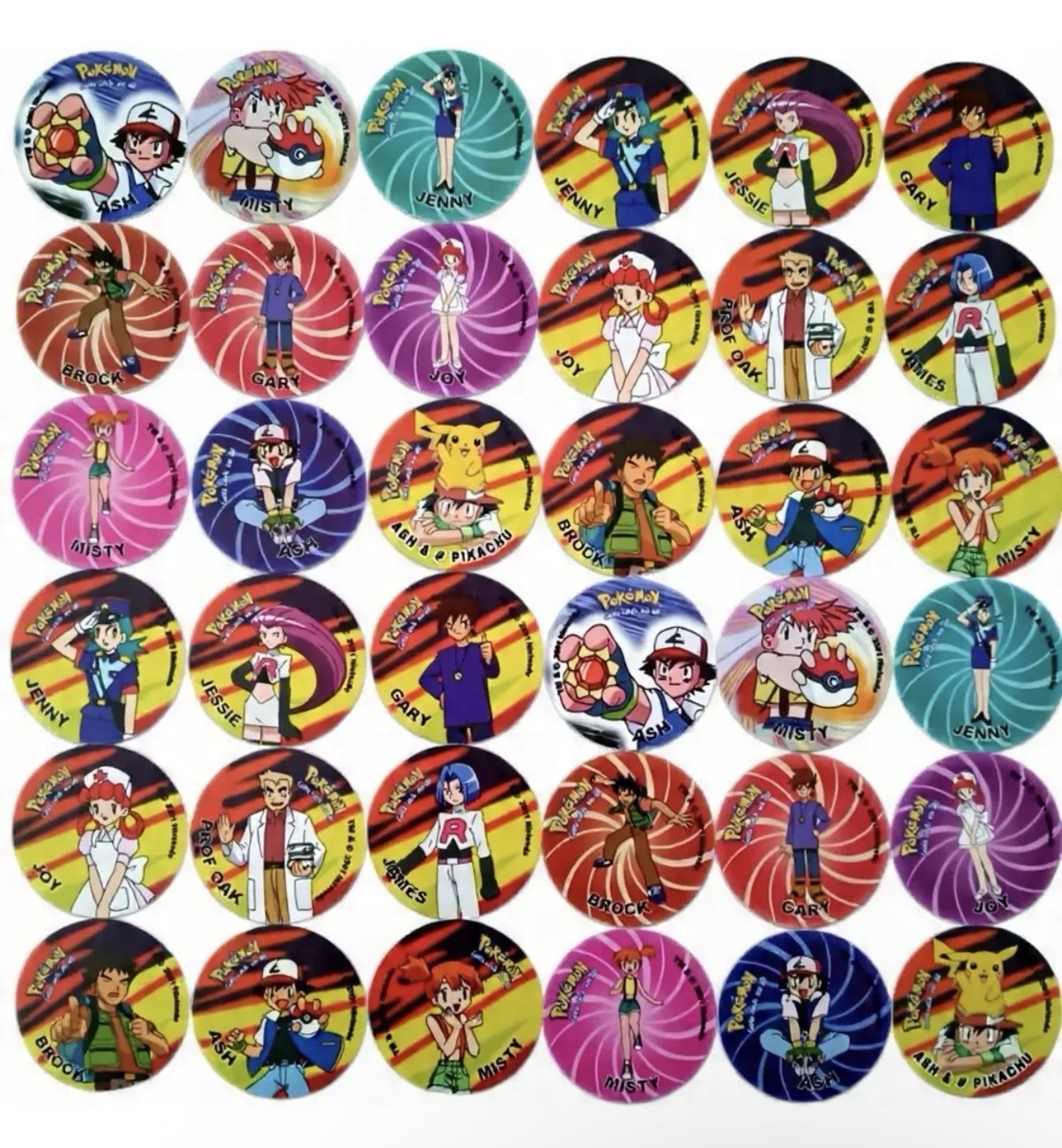 Pokemon Tazos 1st Generation Lot 36 Pieces Ash Misty Brock Pikachu