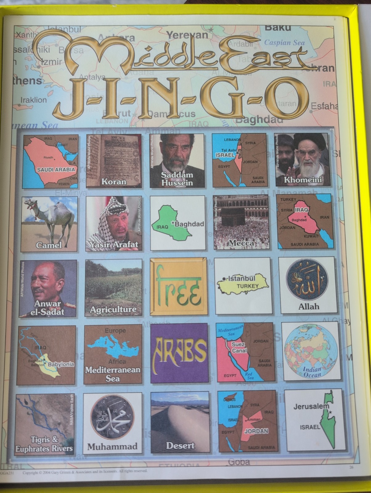 Lot of 6 JINGO Bingo Educational Presidential, American, Middle East *INCOMPLETE