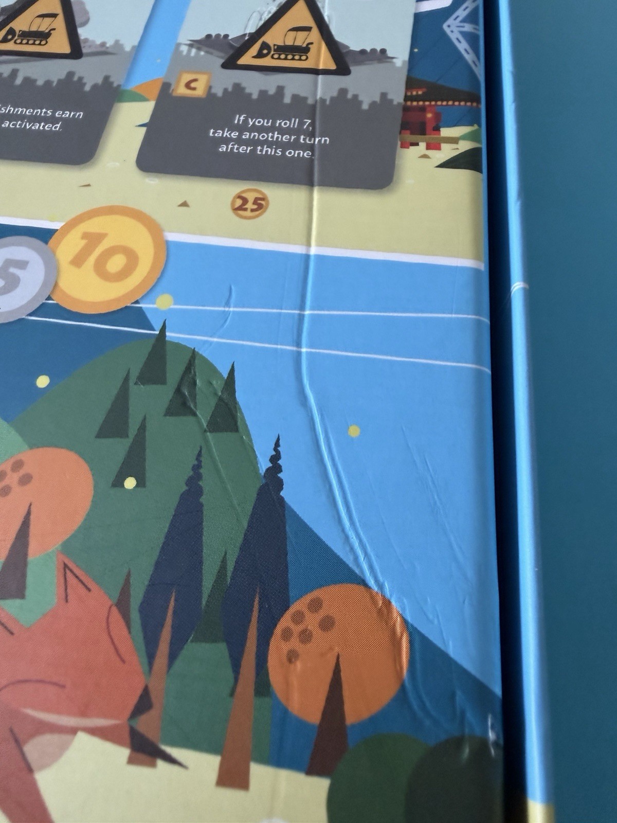 Machi Koro Legacy Board Game, Missing 2 Reference Cards Has 211 Cards Box Damage