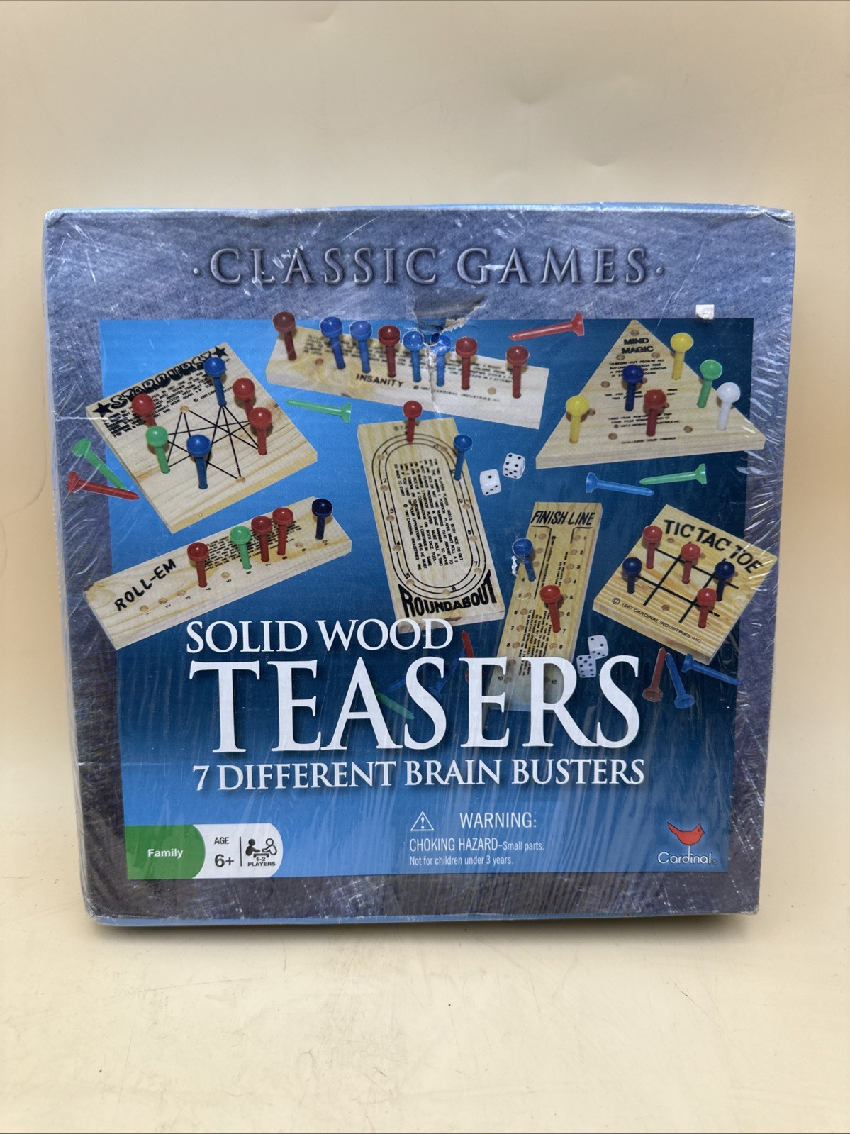 Cardinal Solid Wood Brain Teasers 7-in-1 Game Set Classic Games NEW Sealed