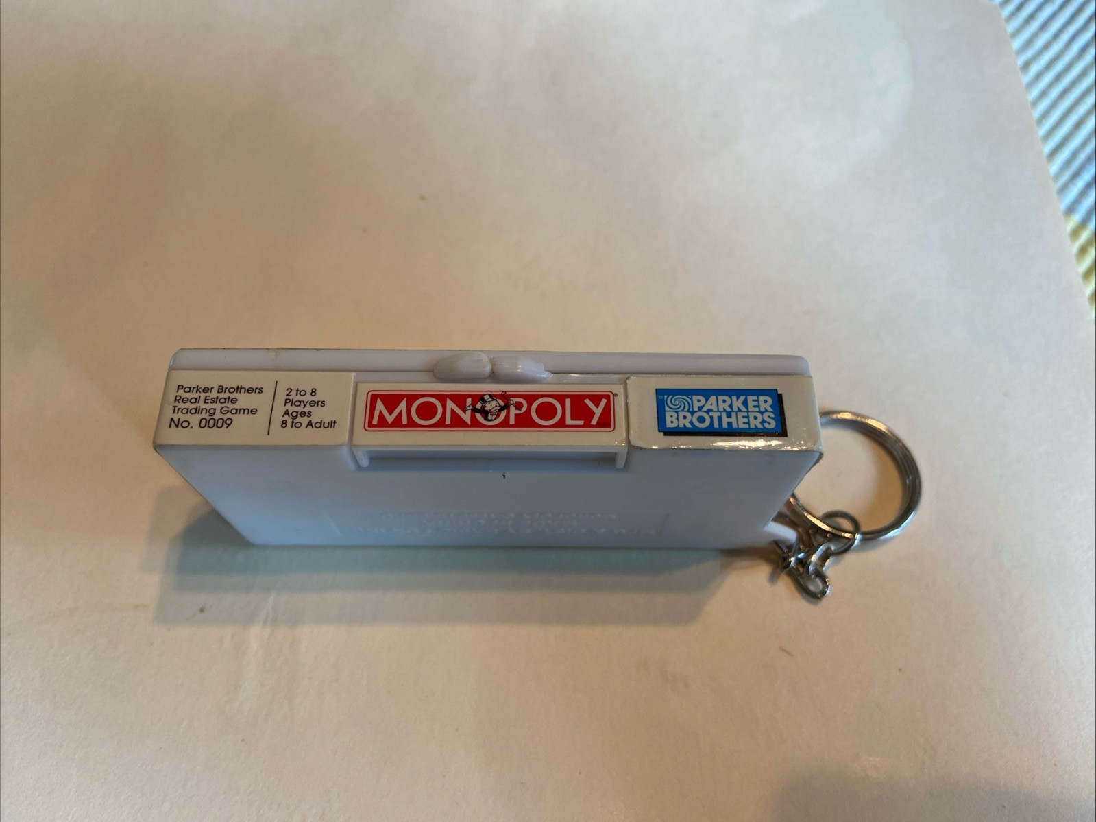1998 Hasbro Parker Brothers MONOPOLY KEY CHAIN BOARD, 2 GAME PIECES & DICE-Fun!