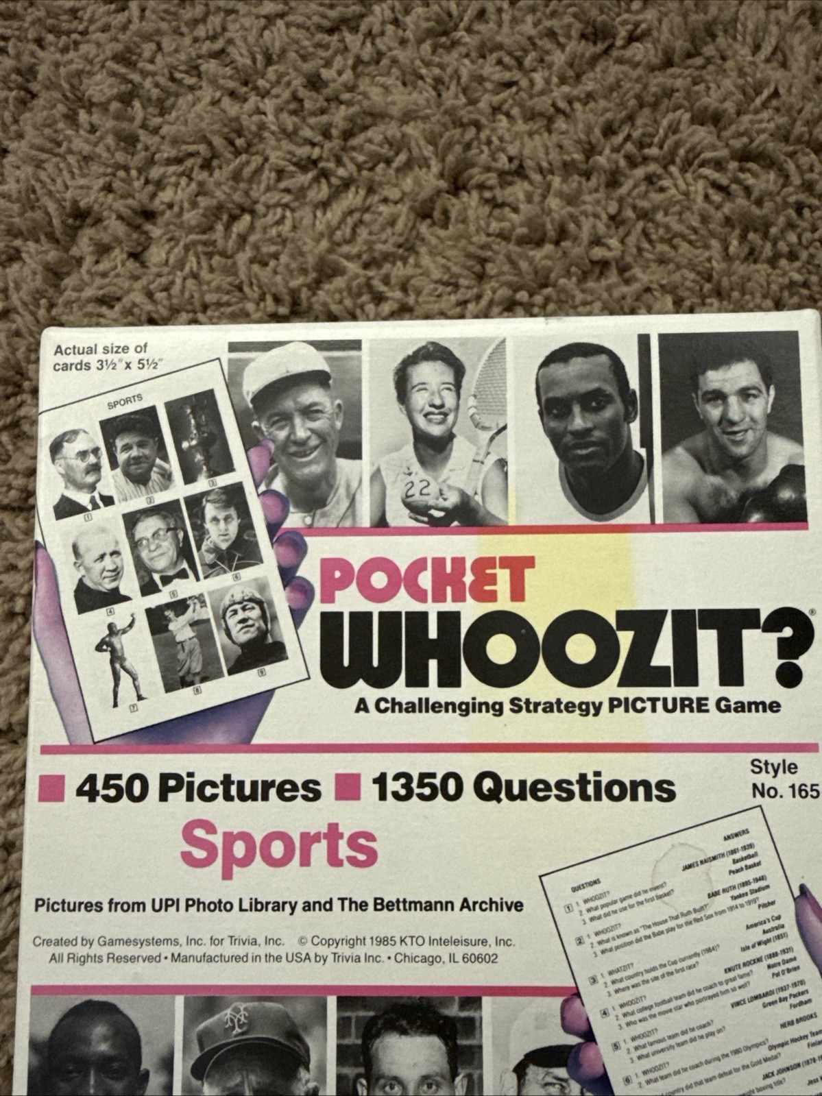 Vintage POCKET WHOOZIT SPORTS STRATEGY PICTURE GAME USA #165 Babe Ruth EUC VTG