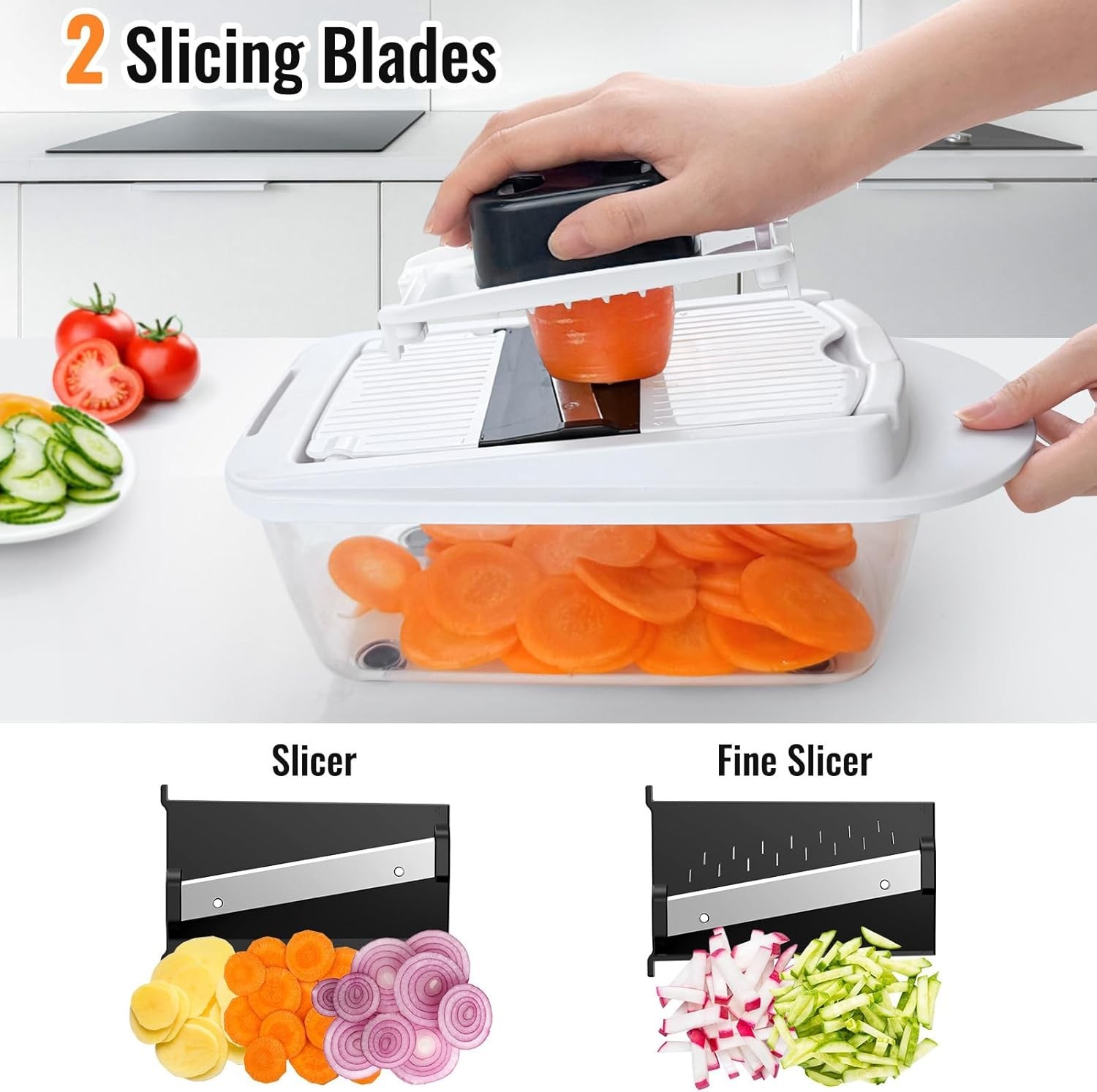 8-Blade Vegetable Chopper Mandoline Slicer with Container Onion Veggie Cutter Sa
