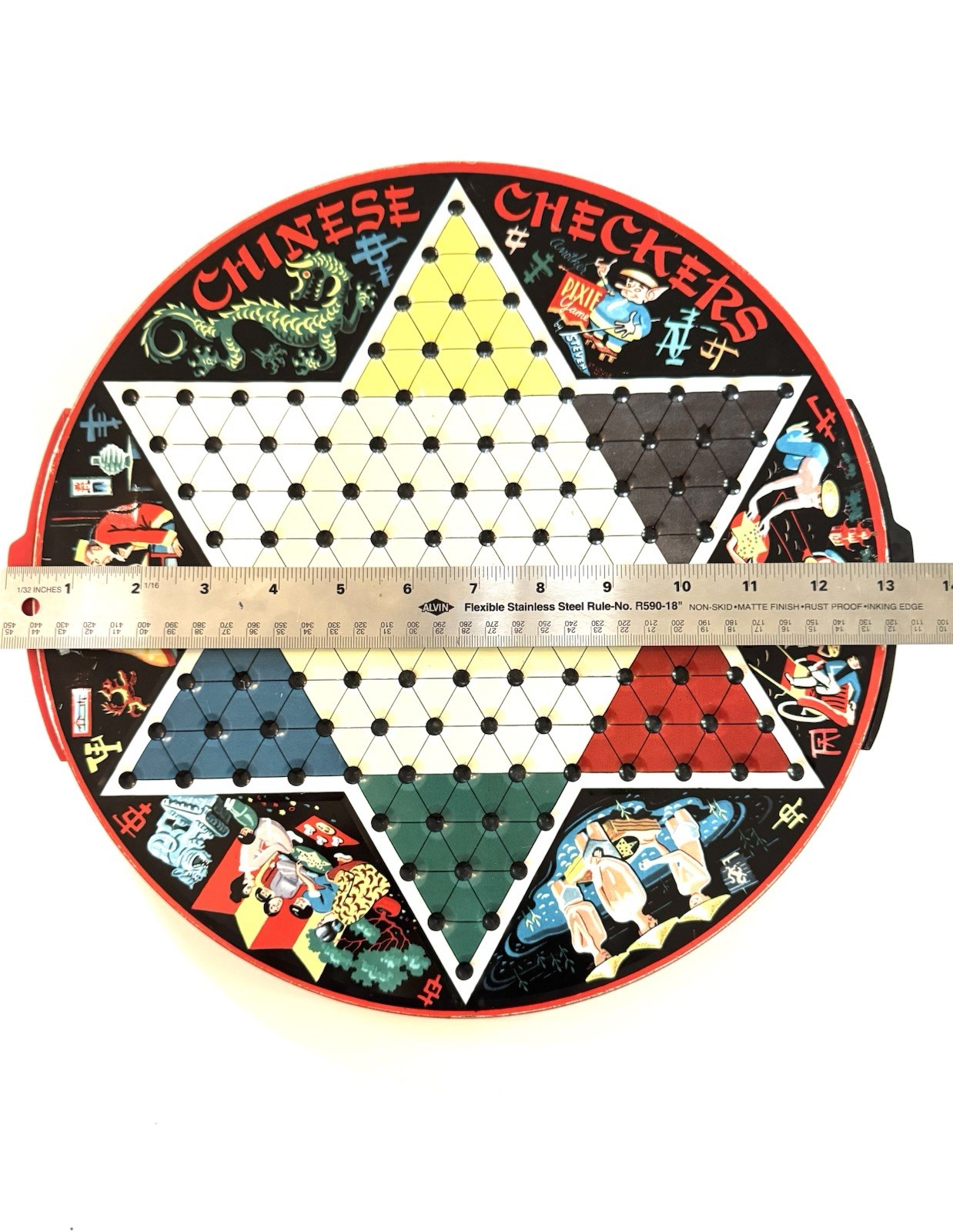 Vtg Chinese Checkers Game Pixie All Metal Game Board Steven Mfg Co RARE!