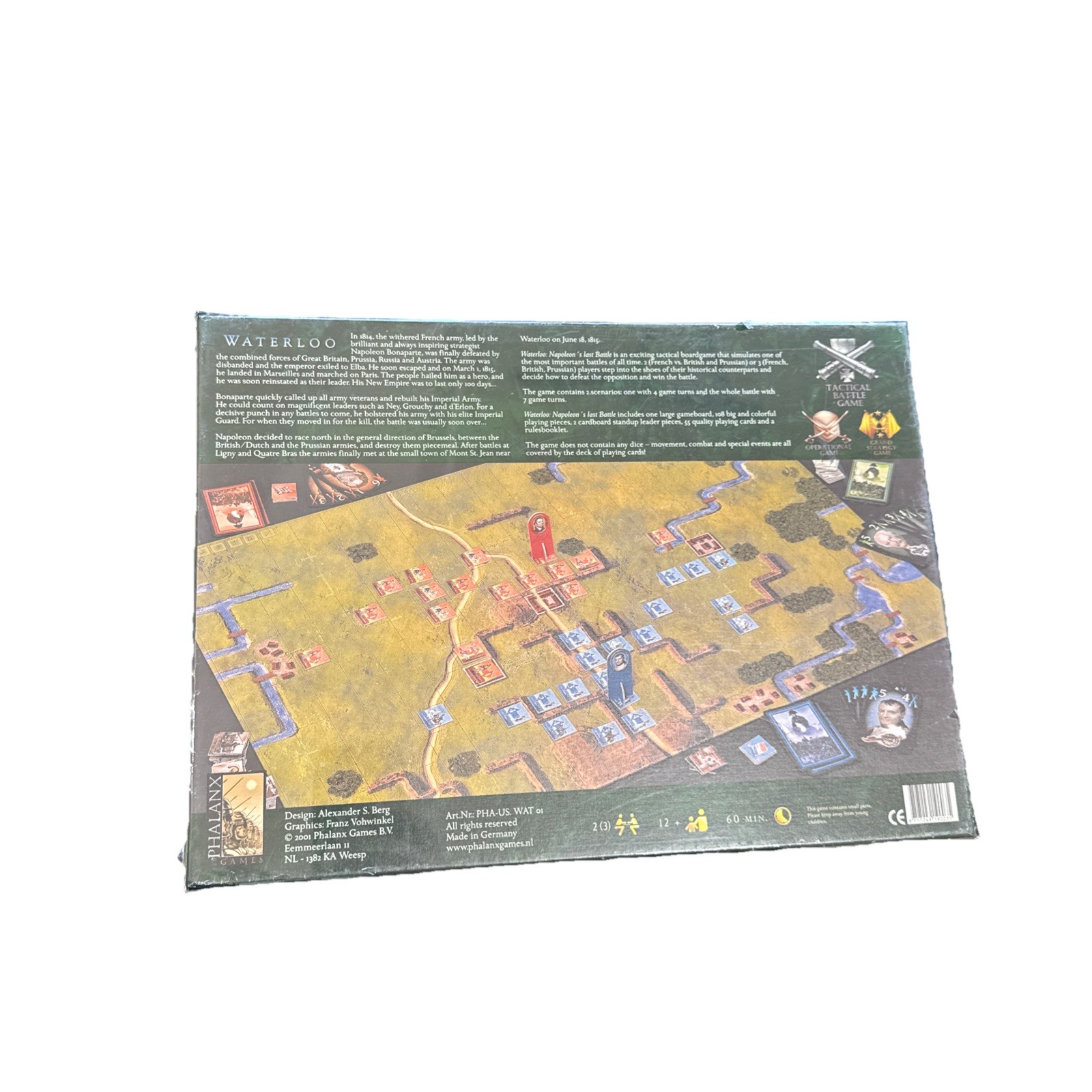 Waterloo Napoleon’s Last Battle Board Game by Alex Berg NIB Sealed 2001 Phalanx