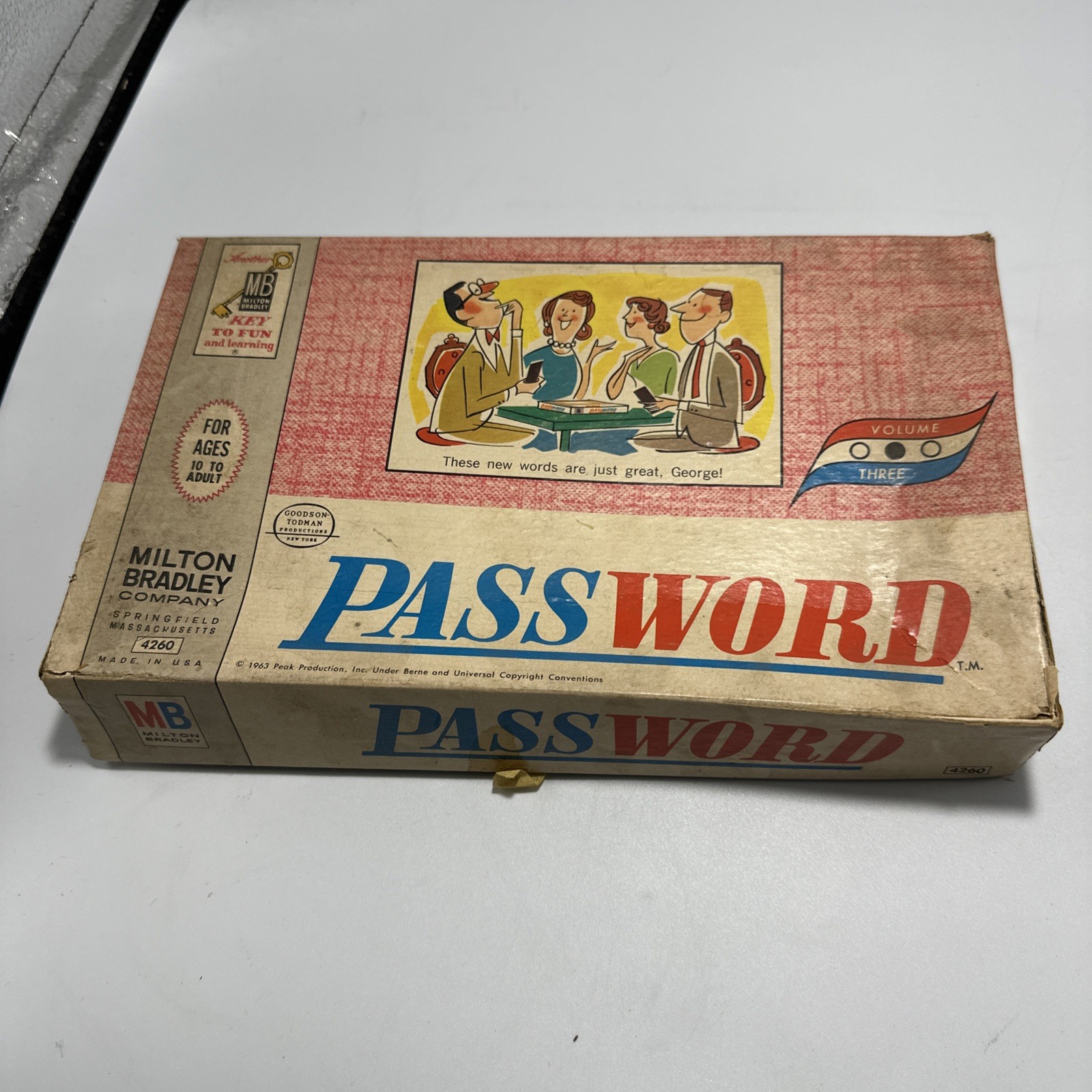 #0- 1963 Password Game 4260 Volume Three Milton Bradley Vintage Board