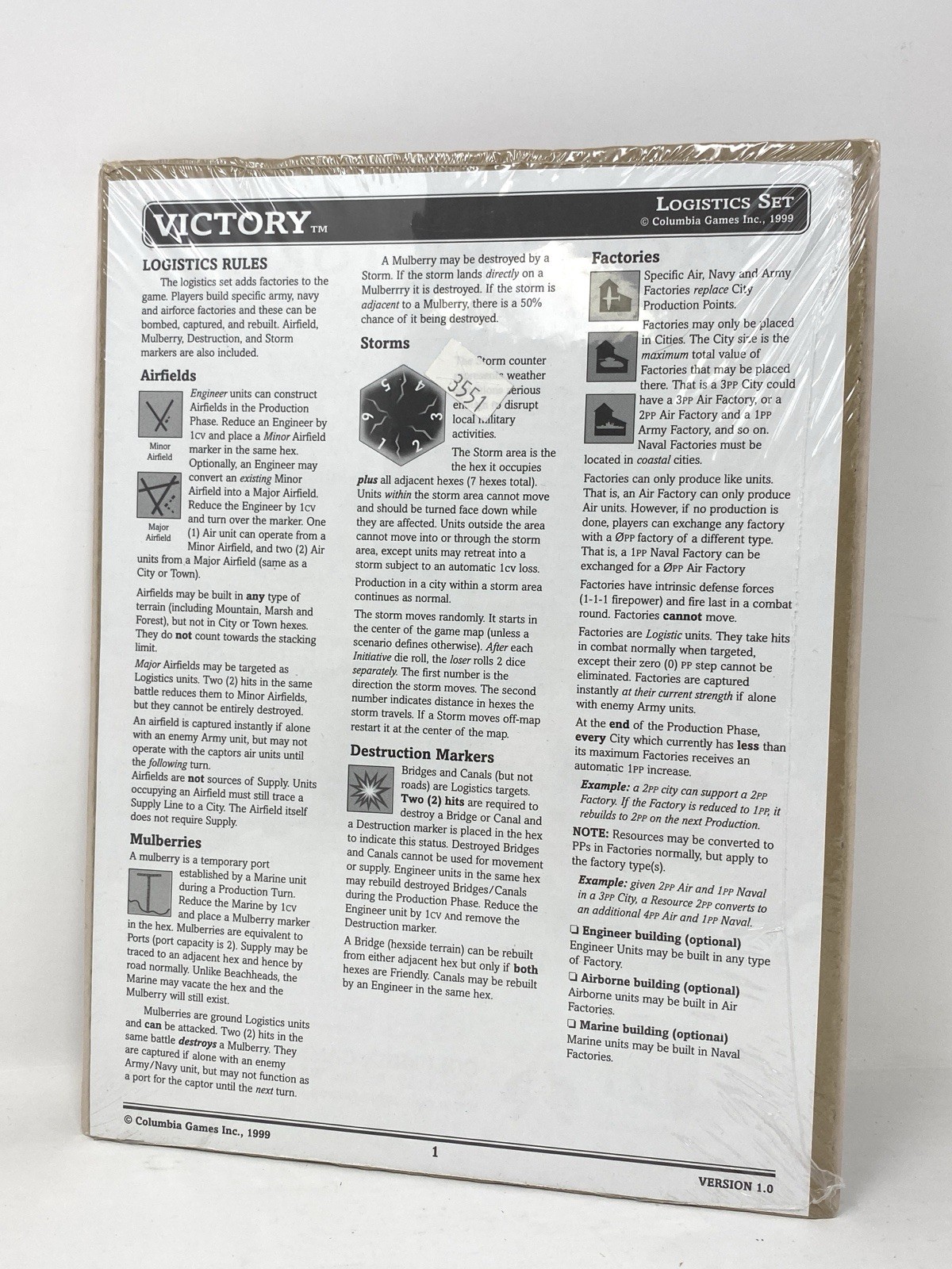 Victory Logistics Set (1999) – Columbia Games Inc. – SEALED
