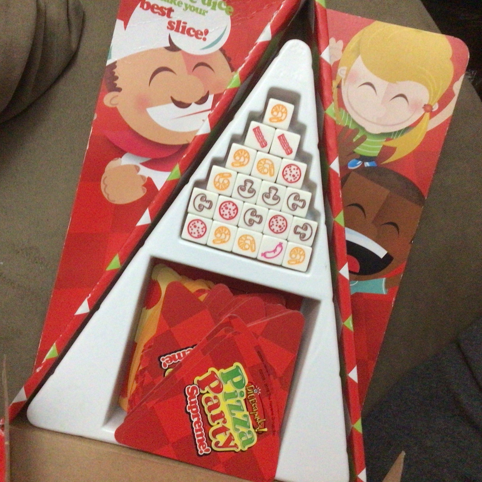 Pizza Party Supreme! Board & Dice Game Missing One Card Not Complete