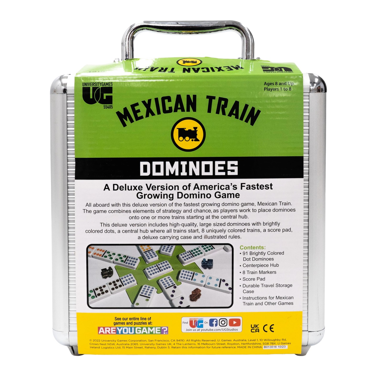 Front Porch Classics, Mexican Train Domino Set On-The-Go Aluminum Carrying