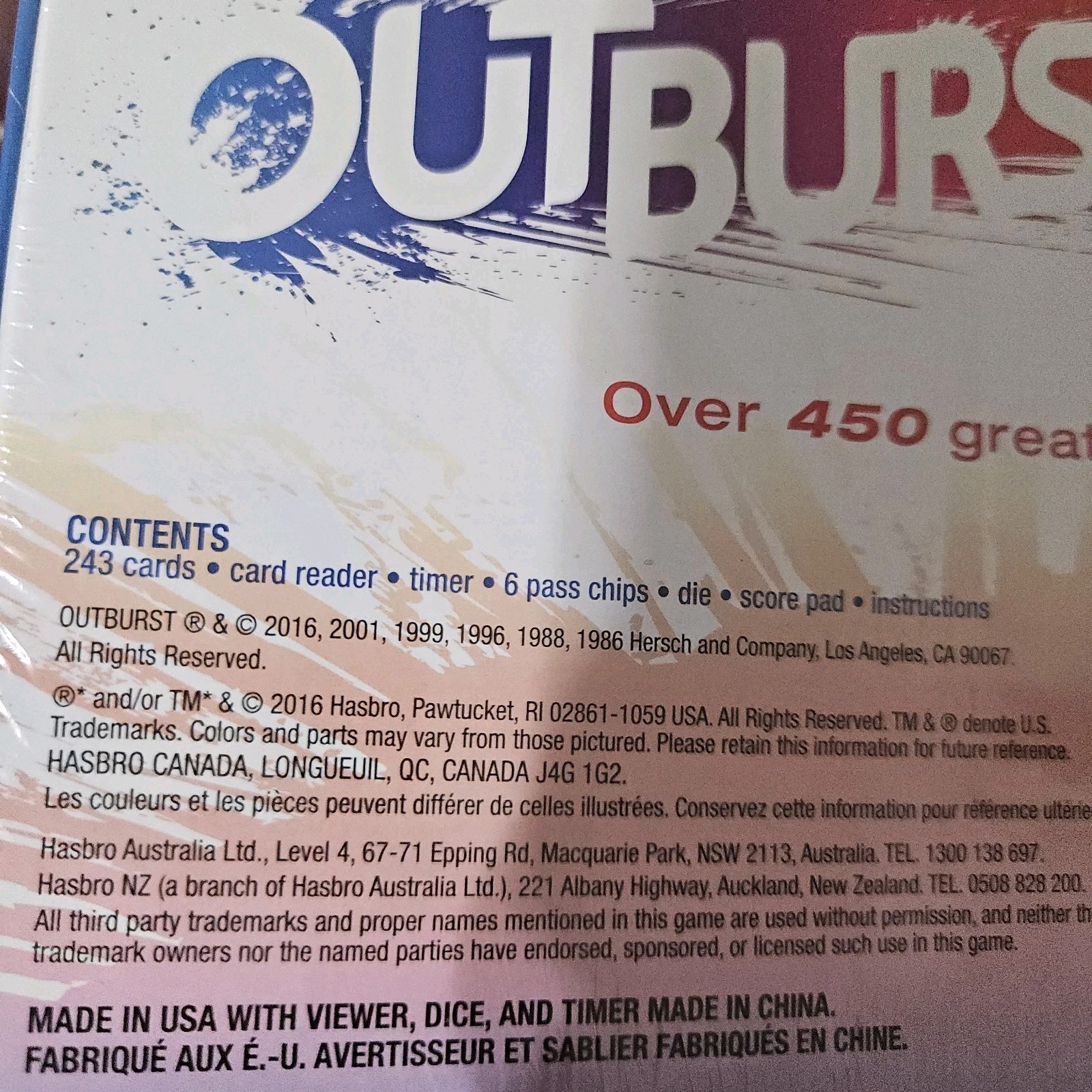 Hasbro Gaming Outburst The Explosive Game of Top 10 Lists 2016