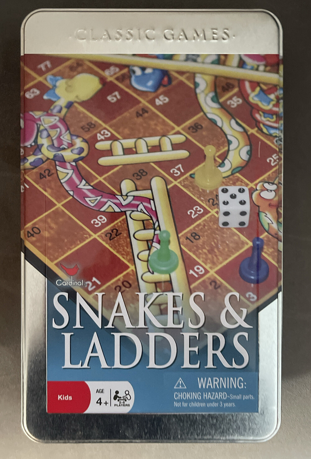 Cardinal Classic Games Snakes and Ladders in Tin Container