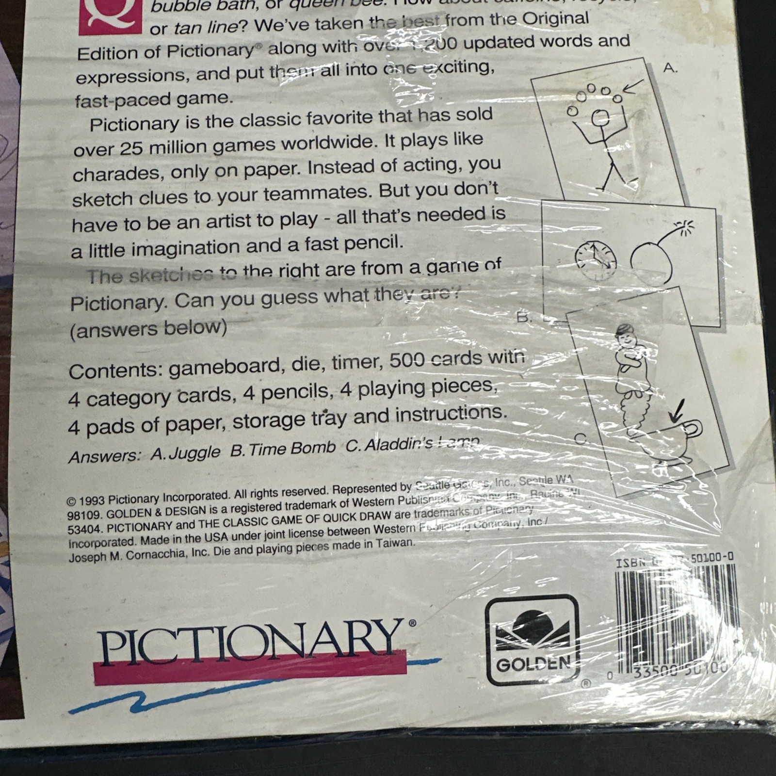 Pictionary Updated For The 90’s Classic Board Game from 1993 New Factory Sealed