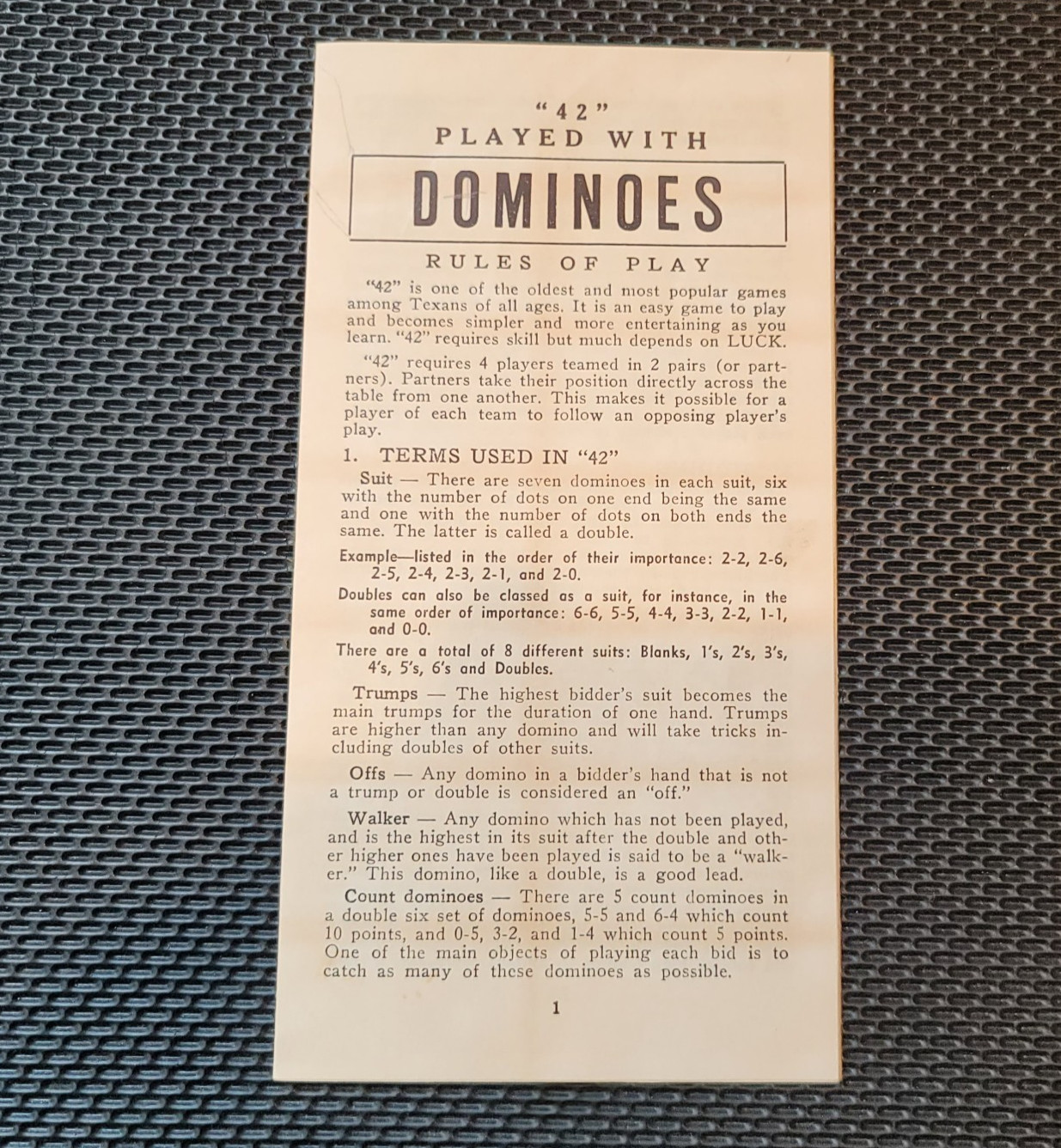 Standard Marblelike Dominoes 616 Ivory PureMCO MFG Instructions Made Waco Texas