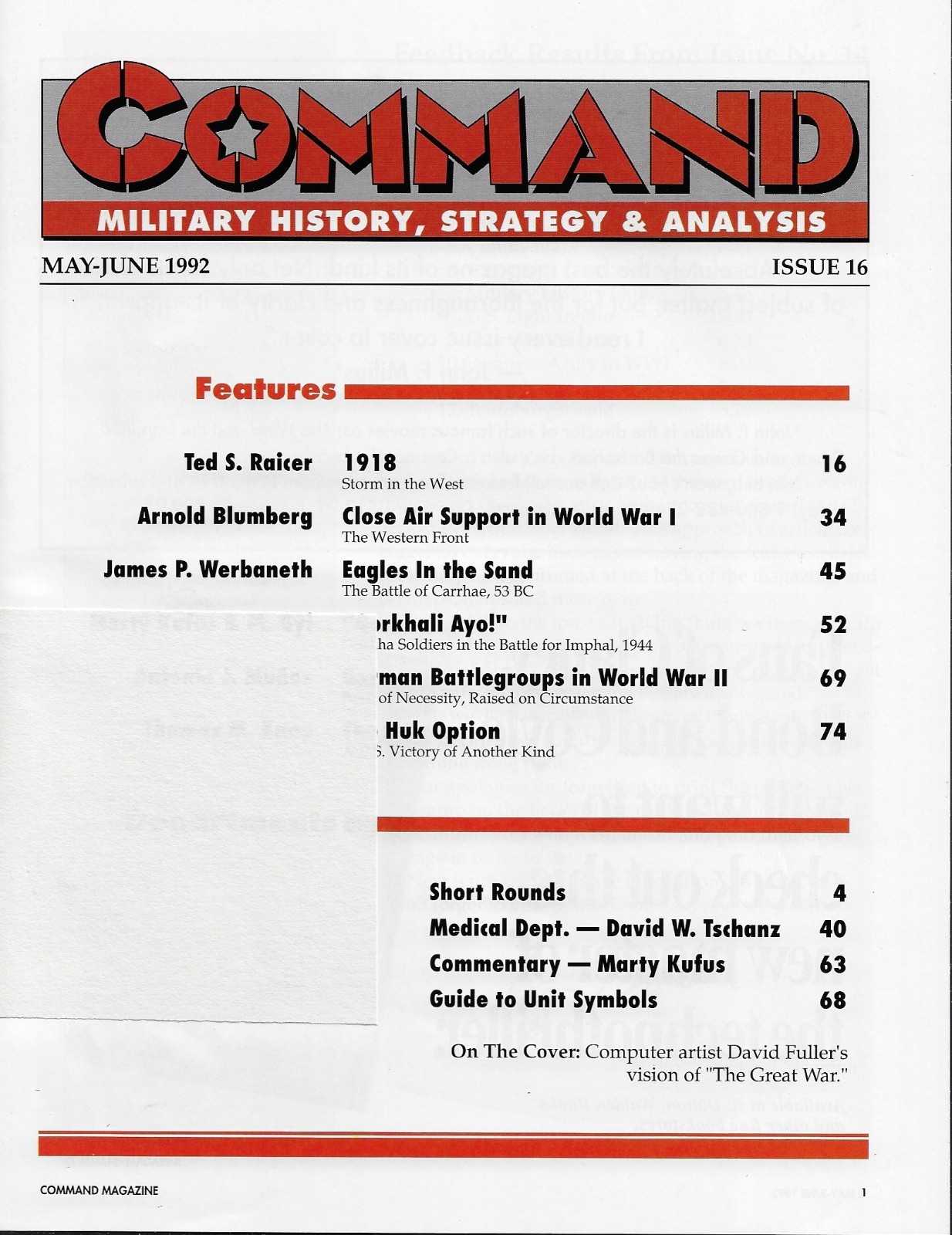 Command Magazine #16 1918 Storm in the West WWI; Operation Desert Weirdness