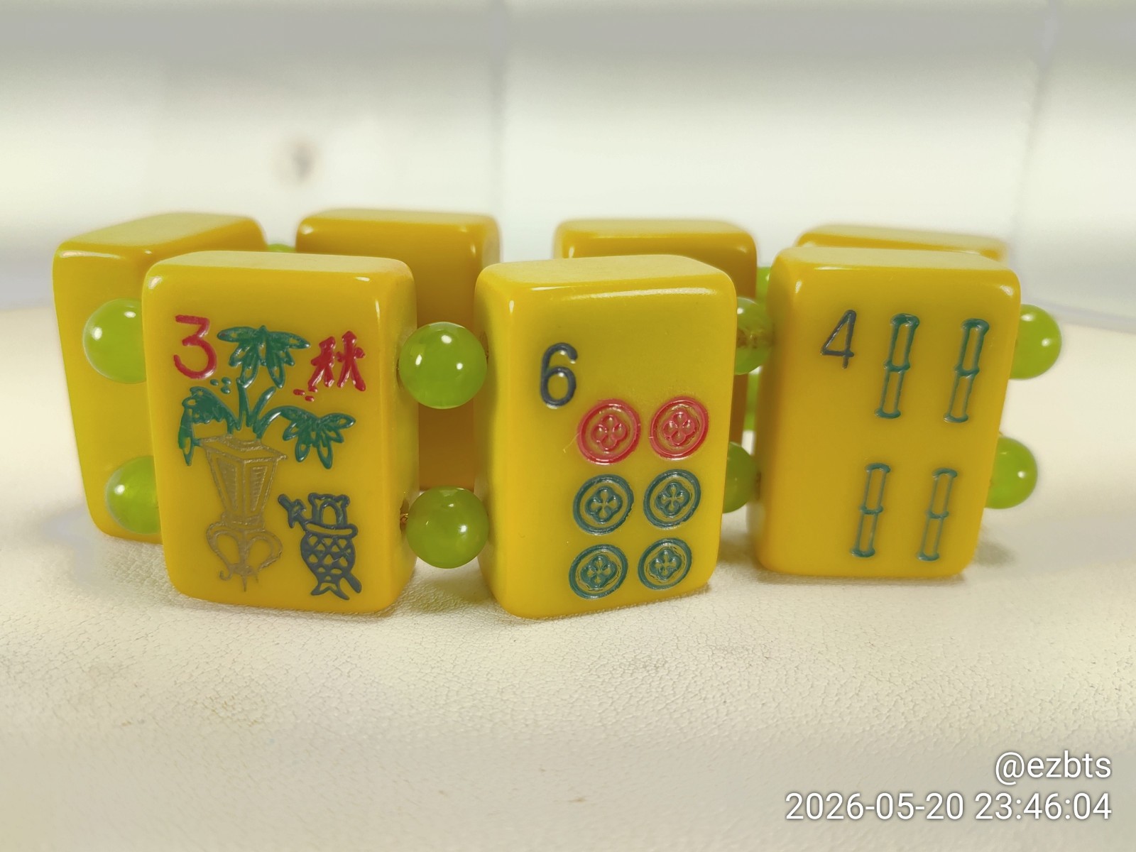 Green Glow ALL Bakelite Catalin MahJong Mah Jongg tiles Champion Bracelet