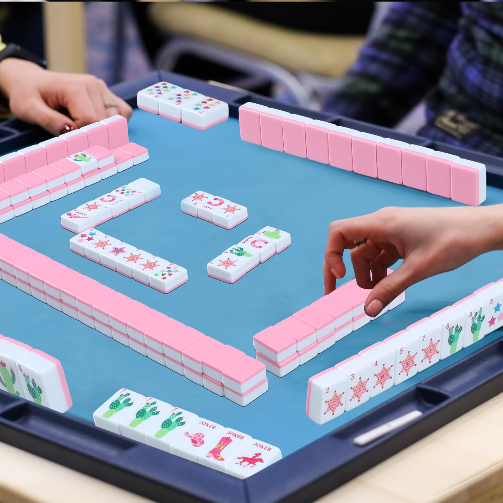 Arrowbash 160 Pcs Pink Cowgirl American Mahjong Set, 1.2 x 0.87 Inches Wester…