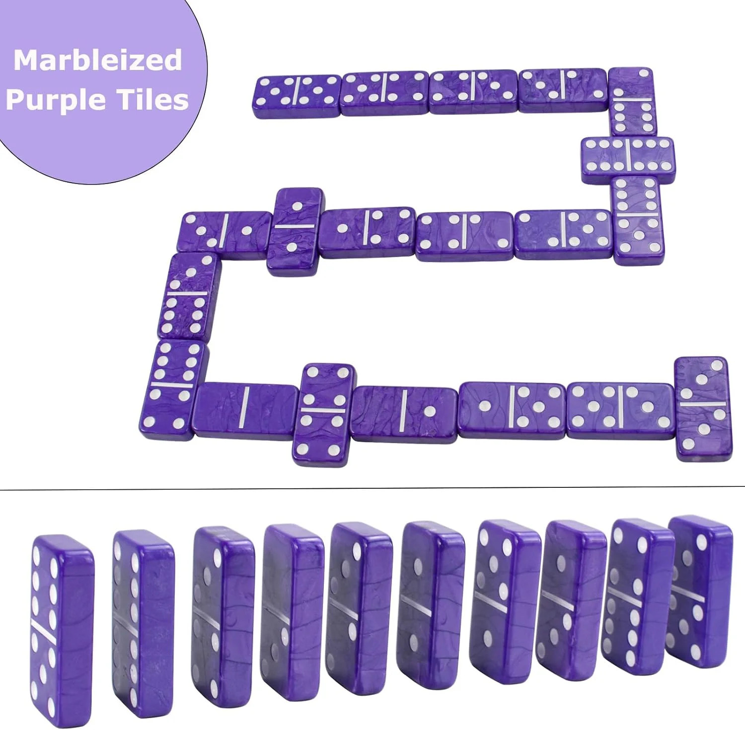 Dominos Set for Adults Thick Purple Domino Double 6 Dominoes for